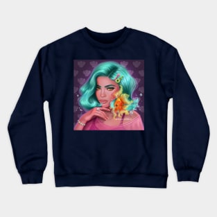 Girl with gold fish Crewneck Sweatshirt